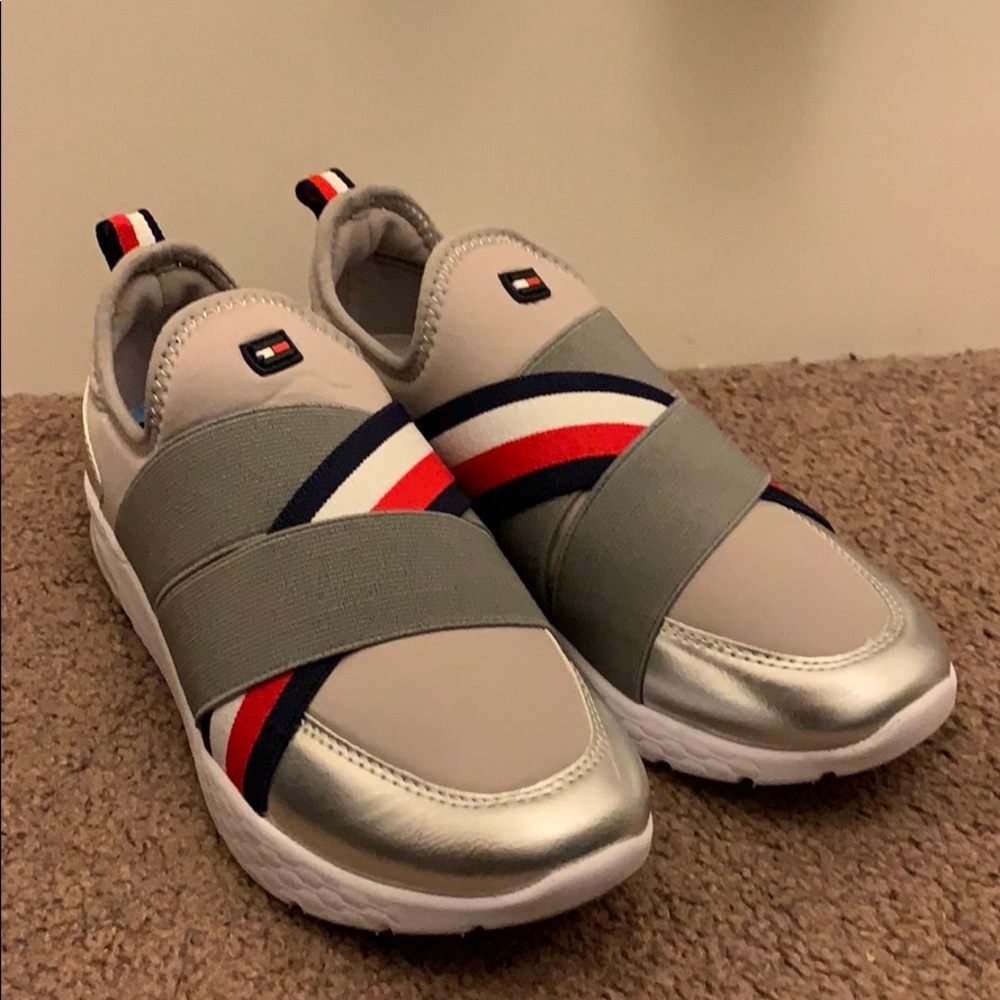 Grey Tommy Hilfiger Shoes With Blue, Red, & White